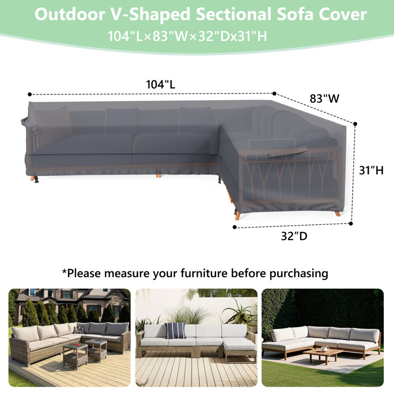 Patio Furniture Sectional Couch Sofa Cover Waterproof Outdoor L-Shaped Sectional Sofa Cover