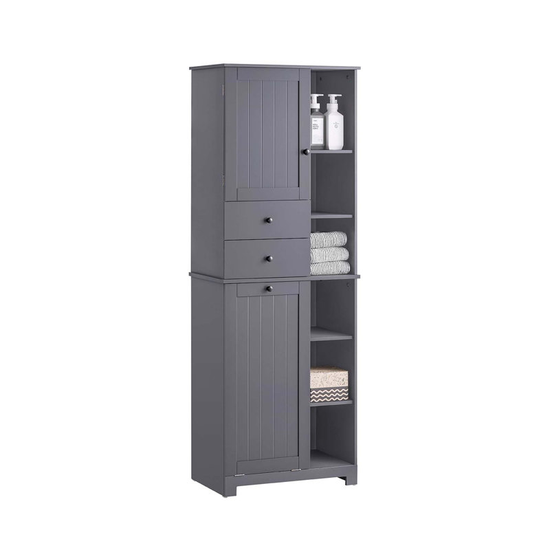 Compact Bathroom Cabinet Freestanding Linen Cabinet, Grey