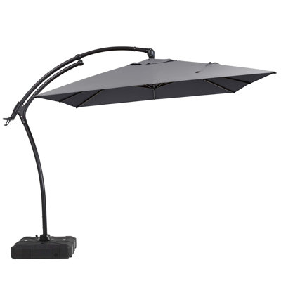 Wasif  9*11 Ft. Rectangular  Patio Cantilever Umbrella With Base