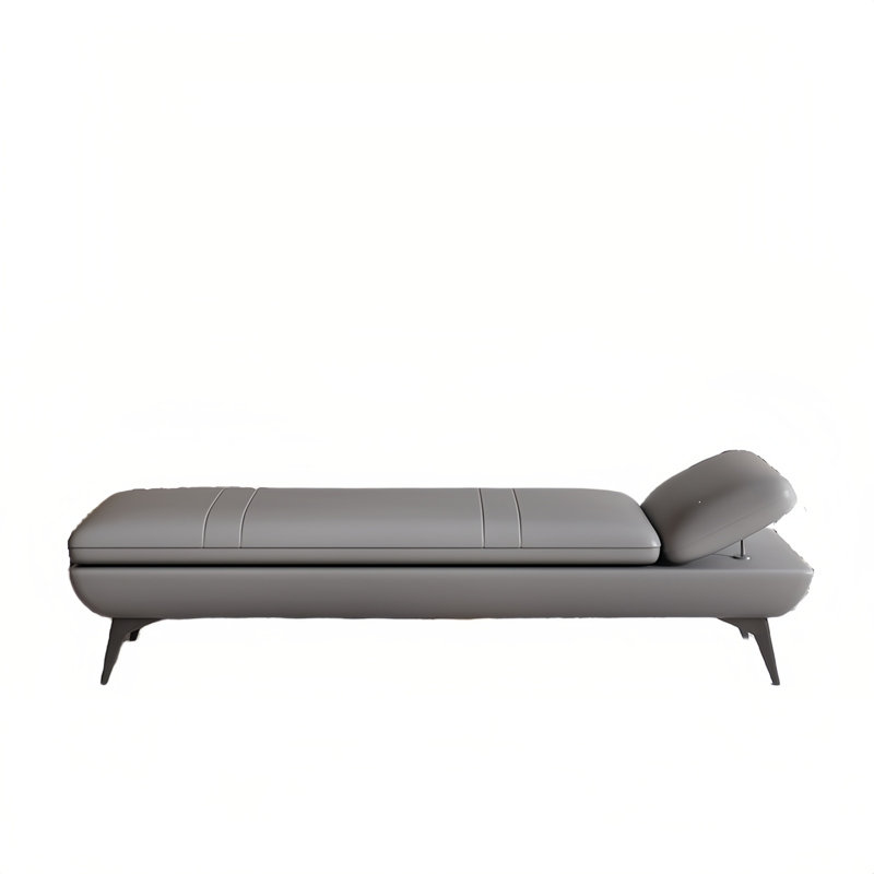 Banc rembourré en cuir de vache Ritvi, H 16,92 po x l 68,89 po x P 19,68 po, Gris