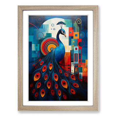 Peacock Constructivism No.2 - Single Picture Frame Print on Wood