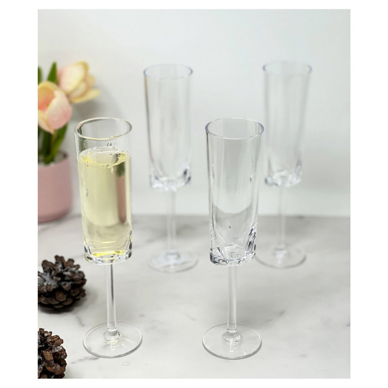 Flûtes à champagne ovales en plastique Halo, Clair