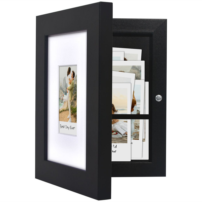 Cadre photo Tisiphone 4 x 6 avec rangement - Utiliser comme cadre 2 x 3 pour des photos à impression instantanée - Cadre de rangement pouvant contenir jusqu'à 40 photos - Noir