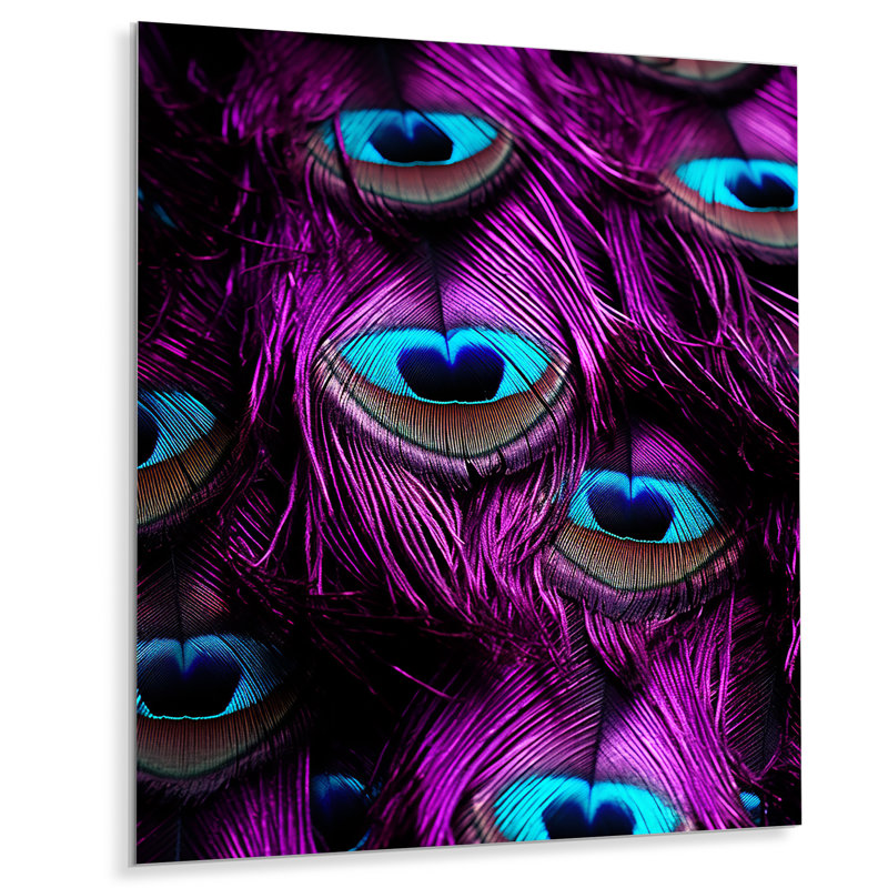 «Purple Feather Dreams II - Glam Feather», art mural en métal, H 20 po x l 12 po x P 1 po