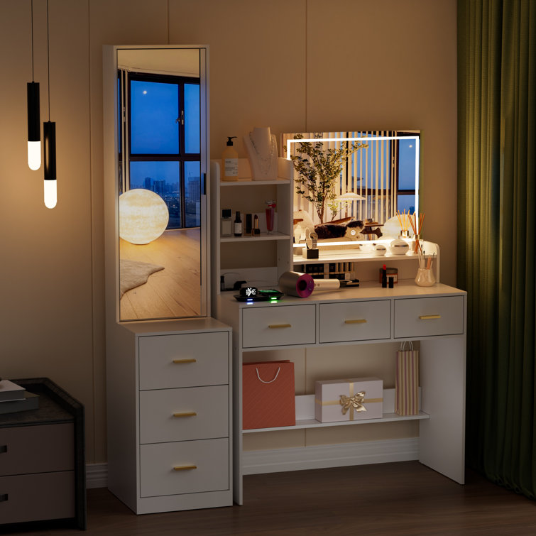 Dressing table modern minimalist Internet celebrity ins dressing table  girls bedroom full-length mirror storage cabinet