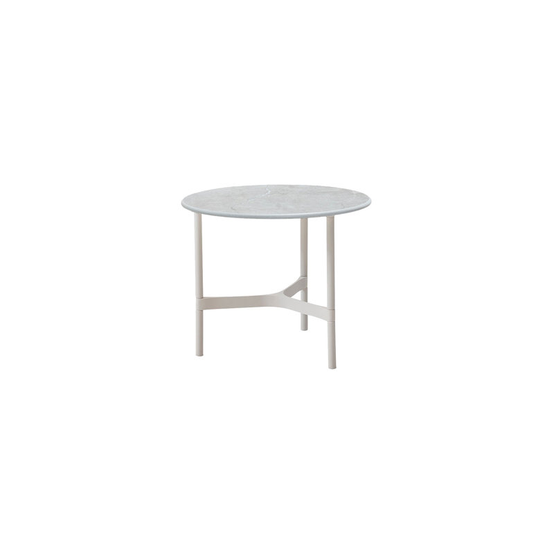 Twist Outdoor Round Teak Coffee Table, Teak/Dark Gray, 14.99" H x 17.8" W x 17.8" D