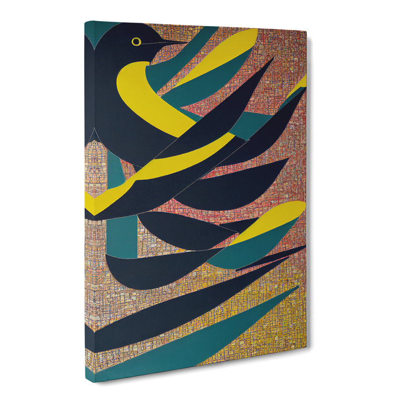 Andolin Swallow Bird Abstract Design - Wrapped Canvas Print, 50cm H x 35cm W