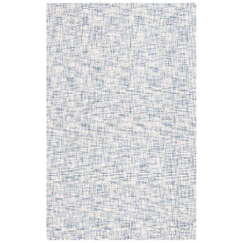 Raavi Hand Tufted Wool Cotton Abstract Rug in Blue/Ivory, Rectangle 5' x 8'