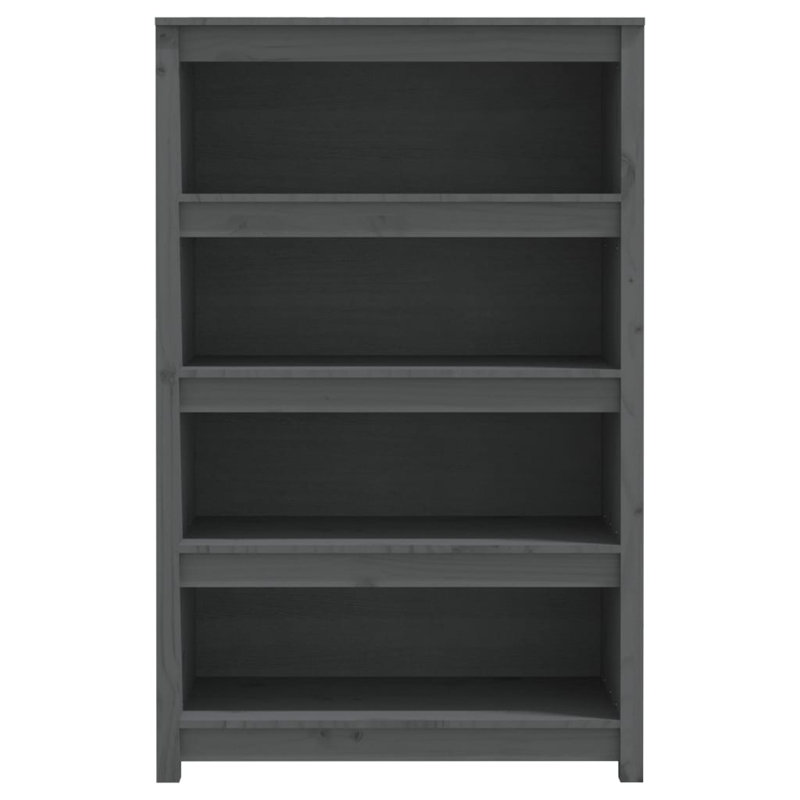 Inkster 125.5cm H Solid Wood Standard Bookcase, 126cm H x 80cm W x 35cm D, Grey