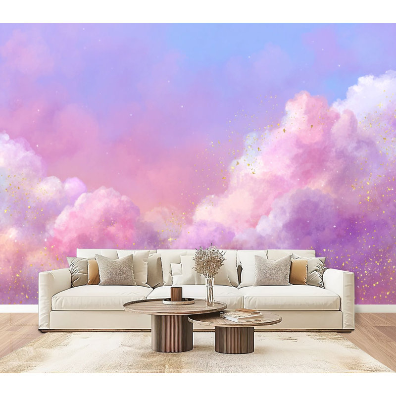 Papier peint autocollant Boho Clouds, L 96 po x l 69 po