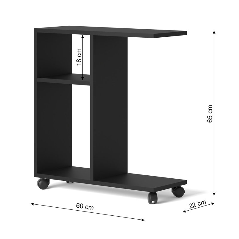 Jandre Side Table with Storage, Black