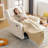 Oversized Swivel Rocker Recliner Chair, 26" Extra Wide Glider Nursery Chair with Adjustable Headrest, Chenille Power Recliner Rocking with Double Cushion, Cup Holder，White-1156055719