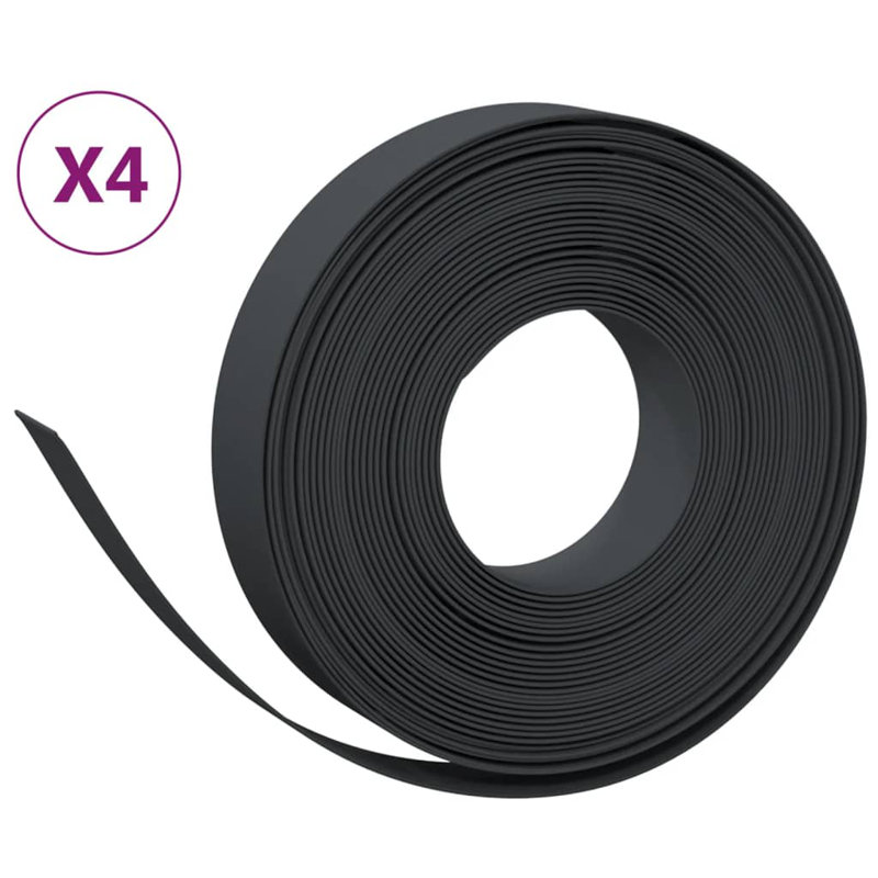 Asyra Polyethylene Plastic Lawn Edging, 10cm H x 100cm W, Black