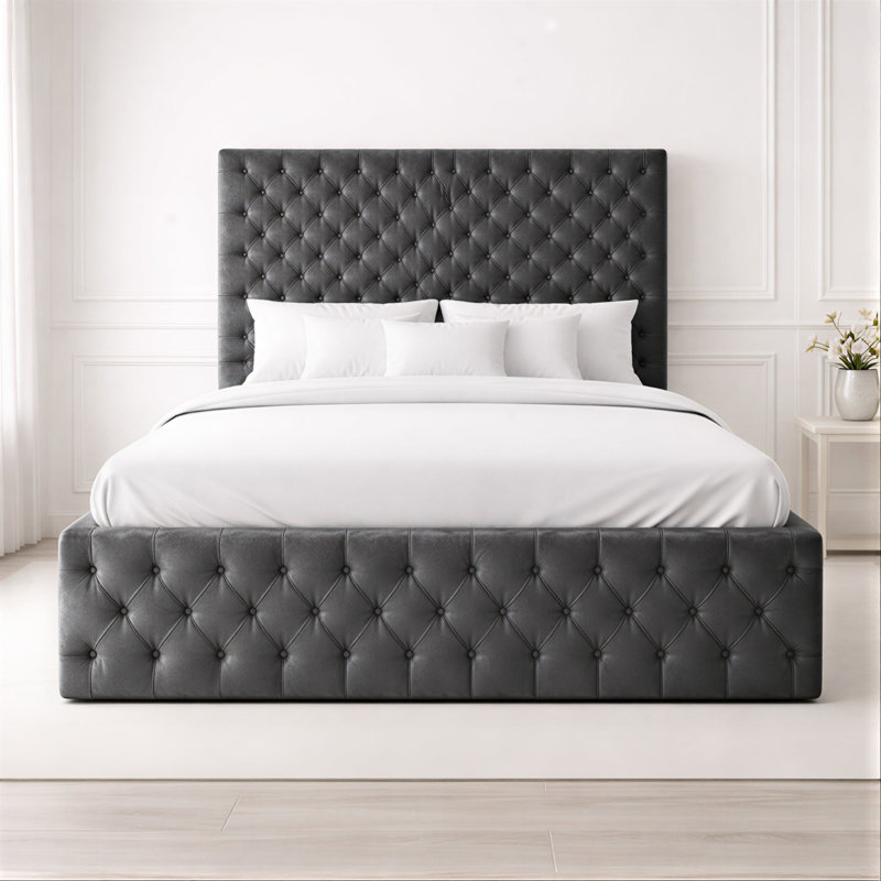 Upholstered Bed, Steel, Double