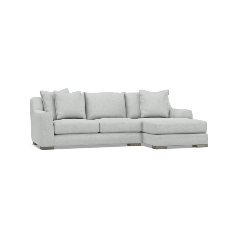 Gabi 3-Piece Fabric Sectional, Light Gray Polyester Blend, 35" H x  105" W x 63.5" D, Right Hand Facing