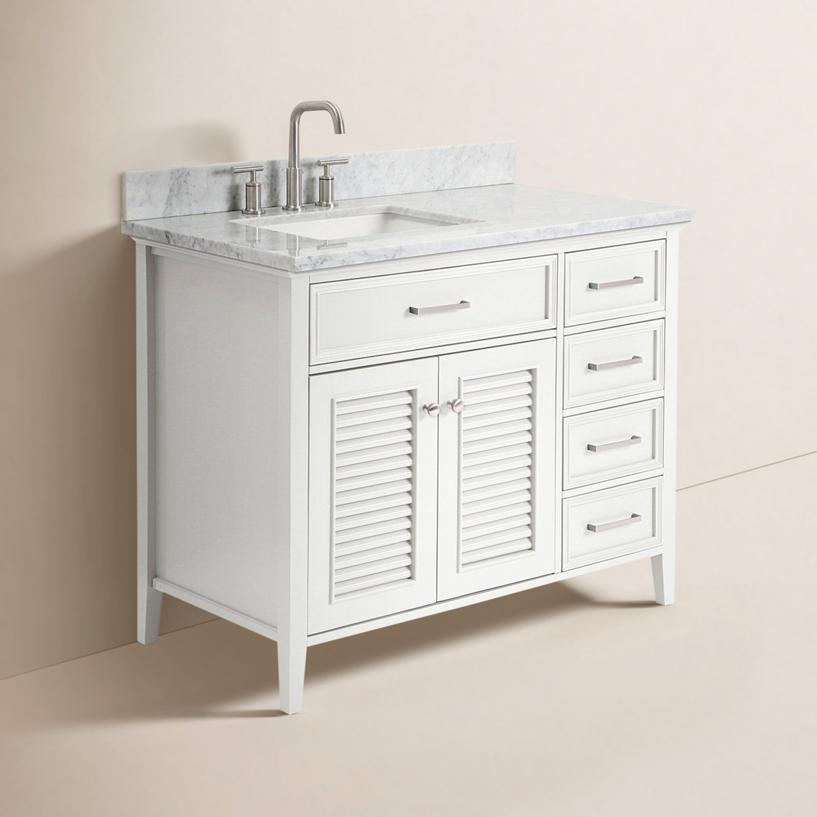 43'' Single Bathroom Vanity, Left, White