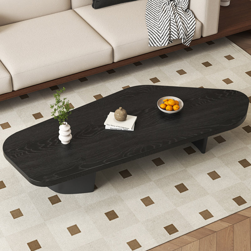 Table à thé créative en bois massif, Noir, noir, noir, noir, Noir, noir, noir, noir, H 16,54 po x L 55,12 po x l 27,56 po