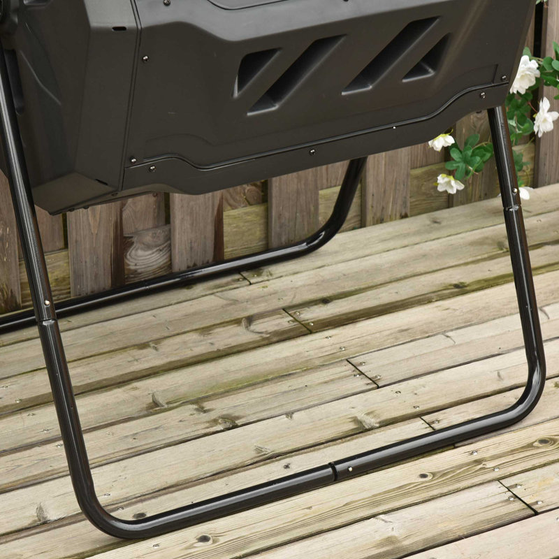 Green and Black Dual Chamber 360° Rotating Compost Bin