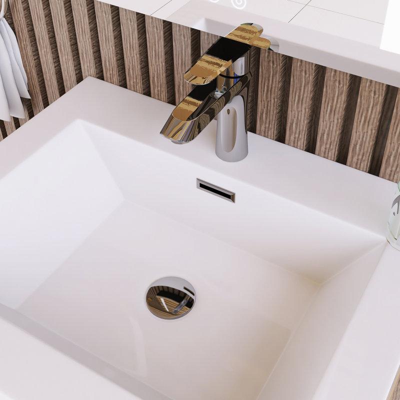 Meuble-lavabo mural simple 23 po avec plateau en résine Jeeda, Chêne