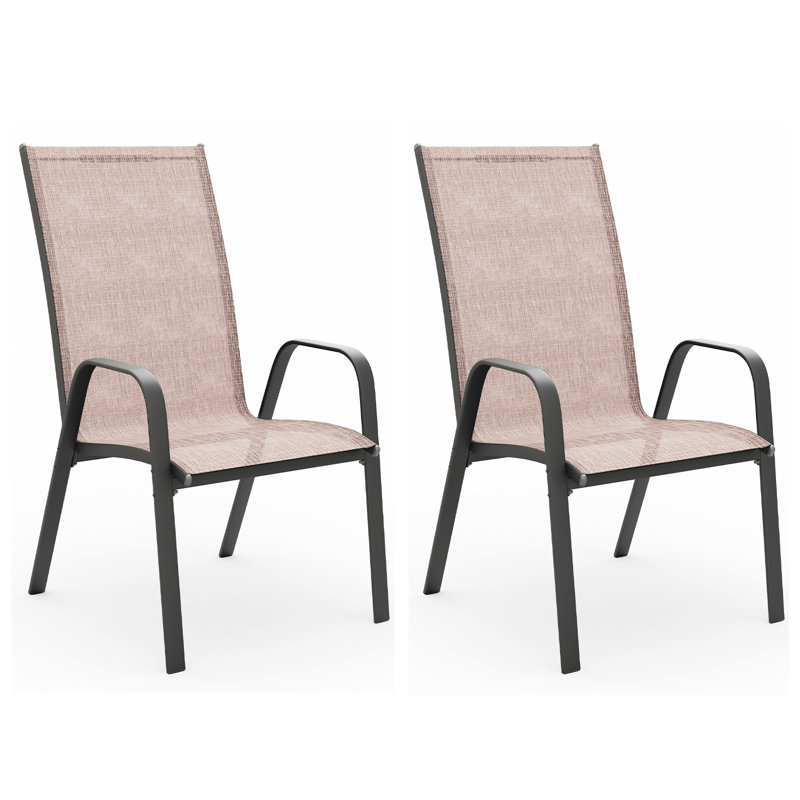  Ensemble de 2 chaises de patio empilables Ronda, Brun / Noir, 2