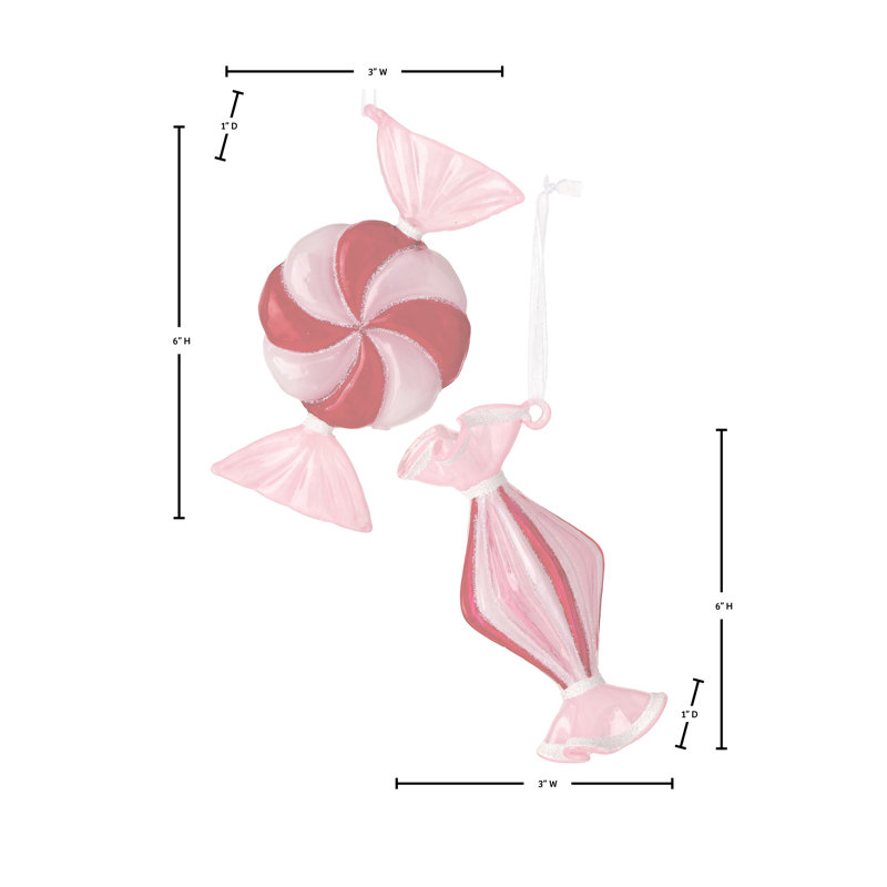 Ornement en forme de bonbon en verre 6 po 