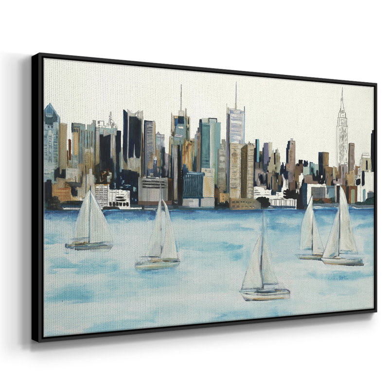 Boat City Boat City - peinture encadrée, H 27 po x l 41 po x P 2 po, Toile avec cadre flottant noir, Non