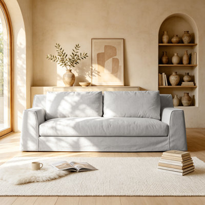 Ailey  Modern Slipcovered Sofa With One-Piece Easy Removable Washable Cover, Comfortable Deep 2-Seater /Loveseat