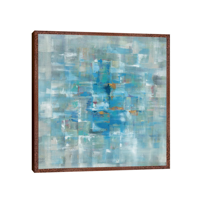 Abstract Squares by Danhui Nai - Print on Canvas, 66.04 cm H x 66.04 cm W, Classic Brown Wood Framed