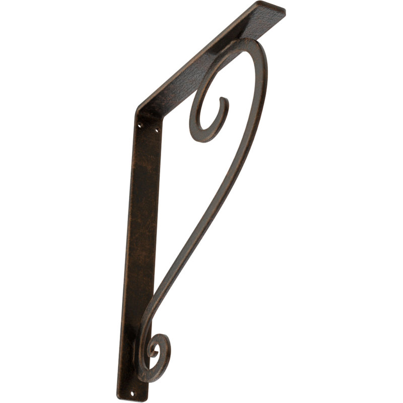 Support en fer forgé Edwards, Bronze vieilli, H 12 po x l 1,5 po x P 10 po