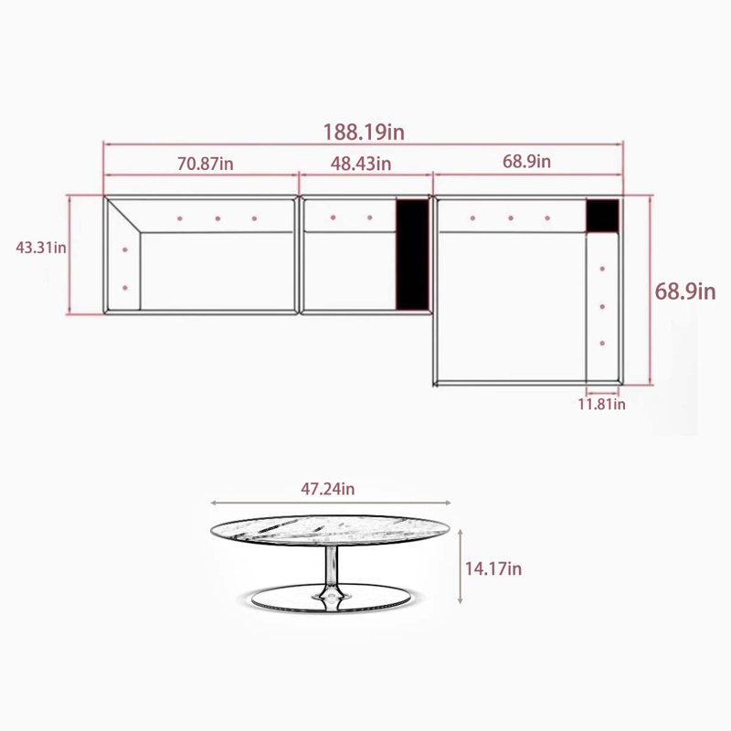 Table basse beige avec panneau de pierres et combinaison de panneaux