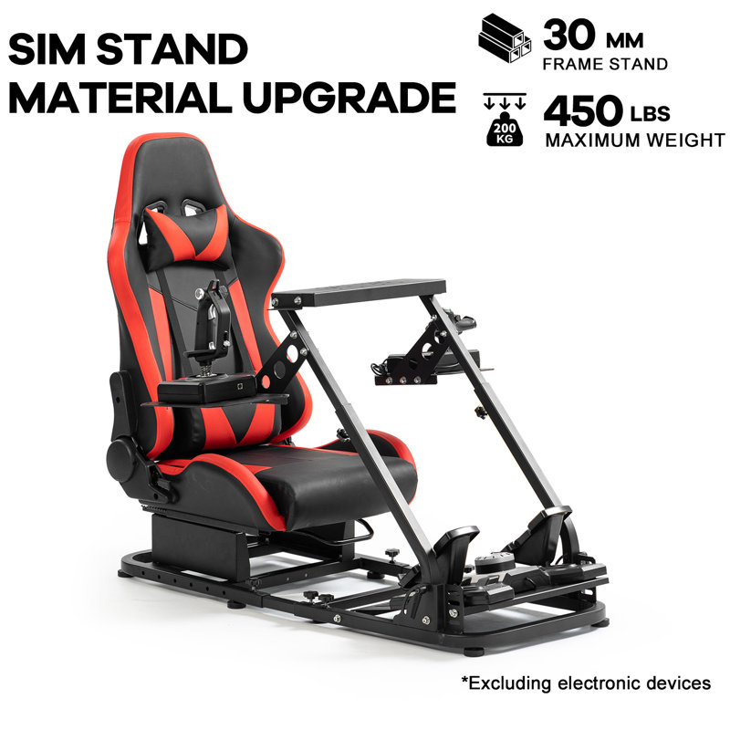 Anman Flight Simulation Cockpit with Red Racing Seat, Not Include Steering wheel & Wheels & Pedals and Shifter Handbrake