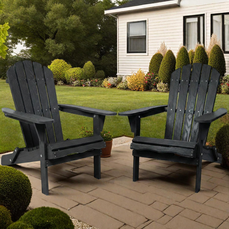 Chaise de patio pliante en bois Adirondack, Black