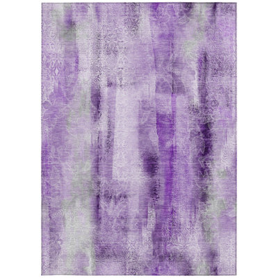 3' X 5' Purple Washable Non Skid Indoor Outdoor Area Rug