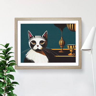 Sitting Cat Abstract - Framed Print