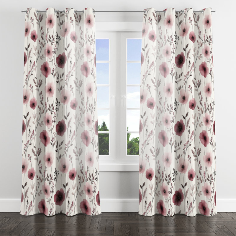 Country Farmhouse Curtains for bedroom - Floral Bamidele Grommet Curtain - 1 Panel, 52" W x 90" L, Silver Grommets