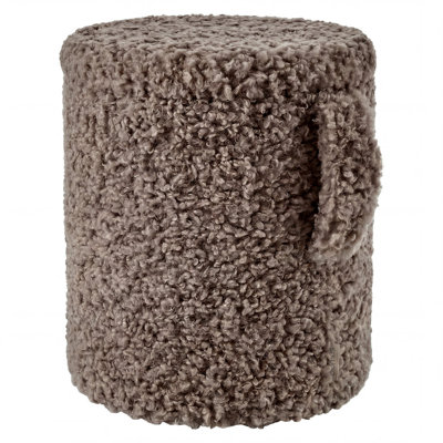 Pouf de rangement rond capitonné TEDDY, table d'appoint, tabouret ou pouf avec couvercle - Espresso