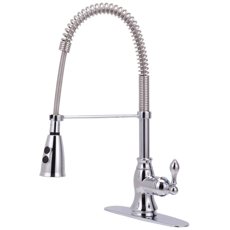 Robinet de bar monocommande à centre 4" avec bec amovible, Chrome