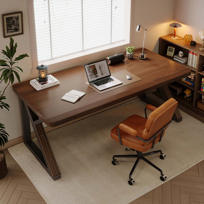 Bureau extra long en bois massif, bureau épaissi, bureau double pour deux personnes pour le bureau personnel, bureau d'ordinateur long en bois, table d'écriture pour le bureau, noyer