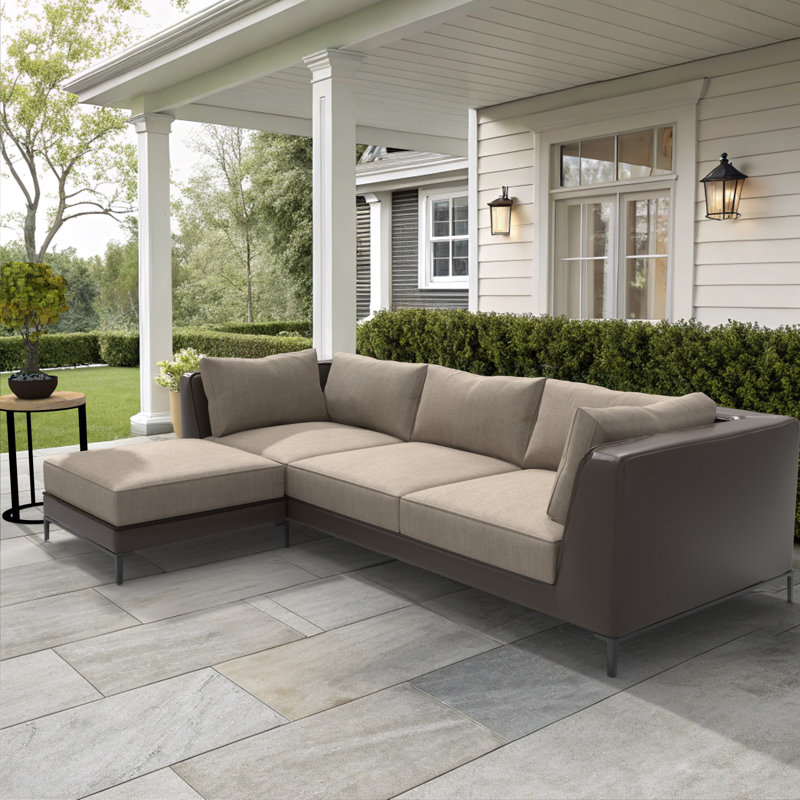 Sunbrella Outdoor Sectional Sofa Replacement Cushions Set, 5 Inch, Cast Ash