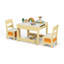 Ensemble de 3 tables d'activités pour enfants et 2 chaises avec tableau noir réversible et plateau blanc, tiroirs de rangement et bacs, naturel