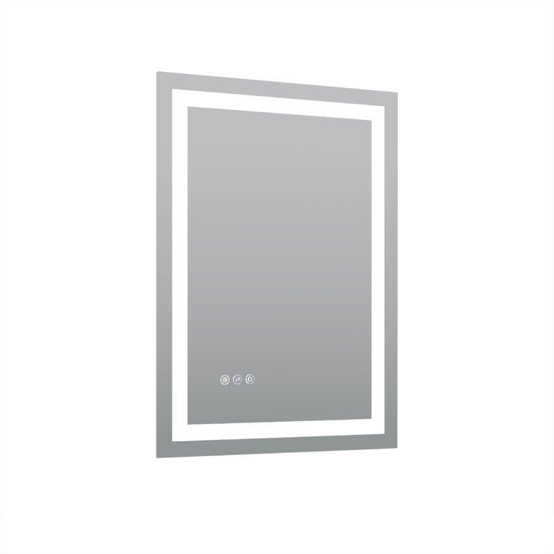Miroir de meuble-lavabo mural avec cadre à DEL en aluminium, 28 po x 20 po