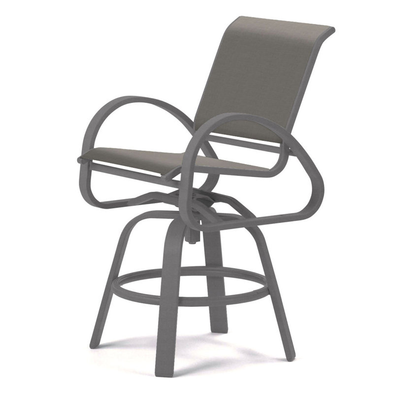 Tabouret de bar Holna, Alliage Sunbrella®, Bois de plage texturé