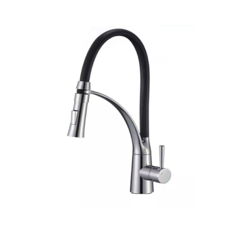 Robinet de cuisine rétractable à poignée simple avec accessoires