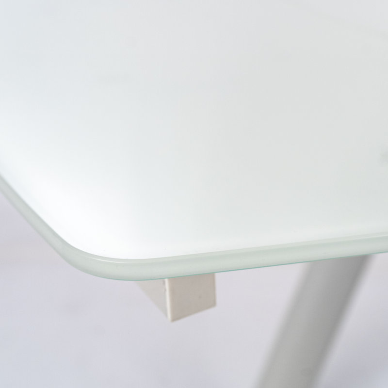 Cadwallader Extendable Glass Top Metal Base Dining Table