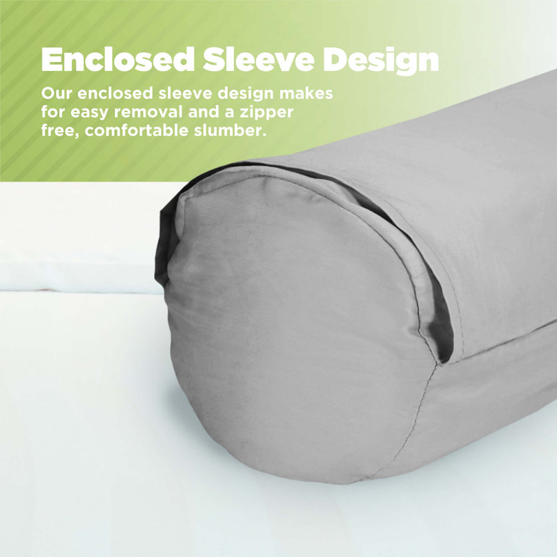 Premium Neck Roll Pillowcases - Breathable Soft Washable Pillow Cover for Ultimate Comfort, 6" x 16", Cotton Sateen - GRAY
