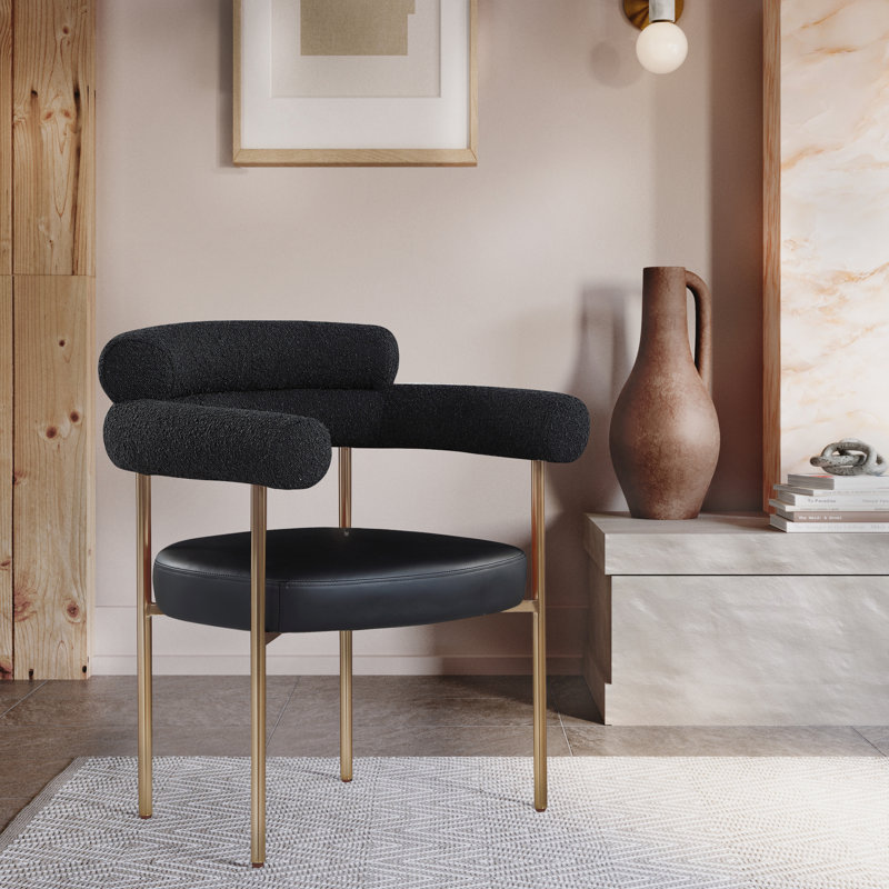 Fauteuil Blake Izak crème, Tissu bouclé noir