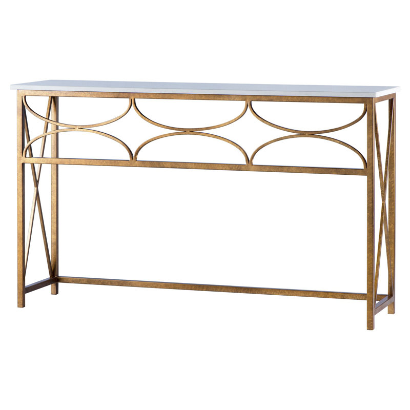 Diamond Console Table, Carrera Marble, Royal Gold