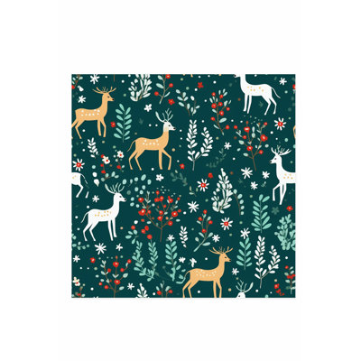 «Holiday Christmas Reindeer II», reproduction d'art moderne sans cadre