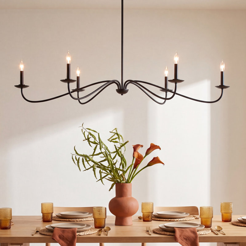 Zoyla 6-Light Chandelier in Matte Black, Matte Black