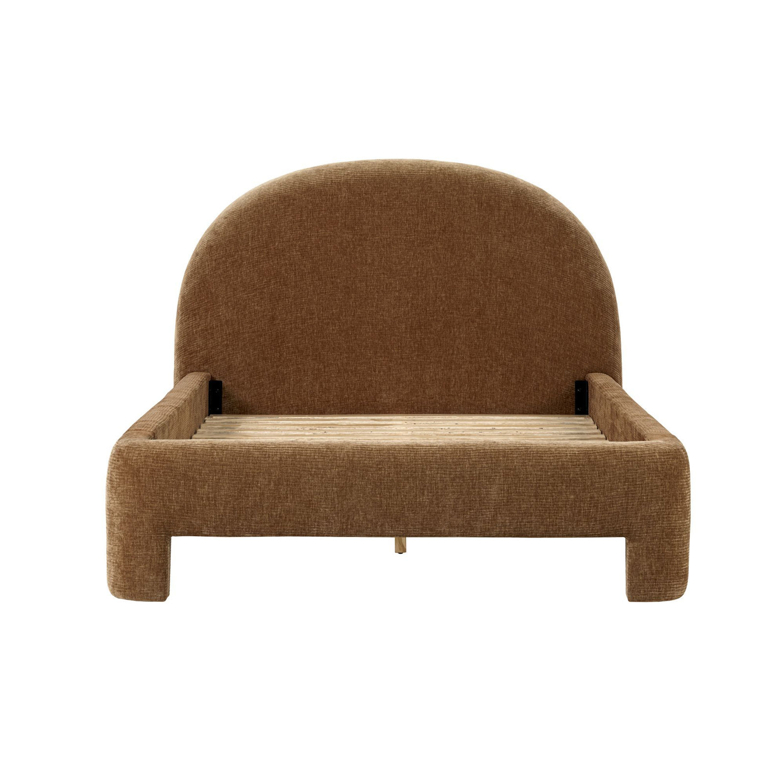 Mila Upholstered Platform Bed, Brown, Queen